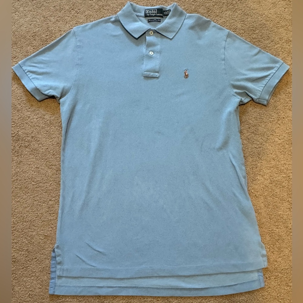Polo Ralph Lauren Mercerized Pima Mesh Cotton Mens Medium Classic Fit Light Blue